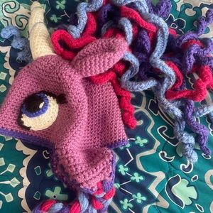 Girls Unicorn Hand crocheted beanie